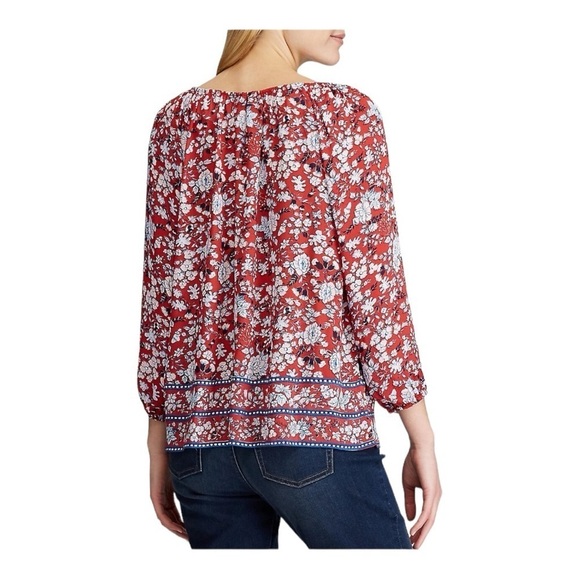 CHAPS RALPH LAUREN
WOMANS TUNIC BLOUSE SIZE P L/G RED MULTICOLOR
3/4 SLEEVE - Picture 3 of 14